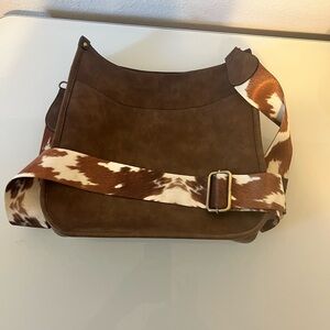 Charleston Bags Brown Crossbody Bag with Cowhide Strap
